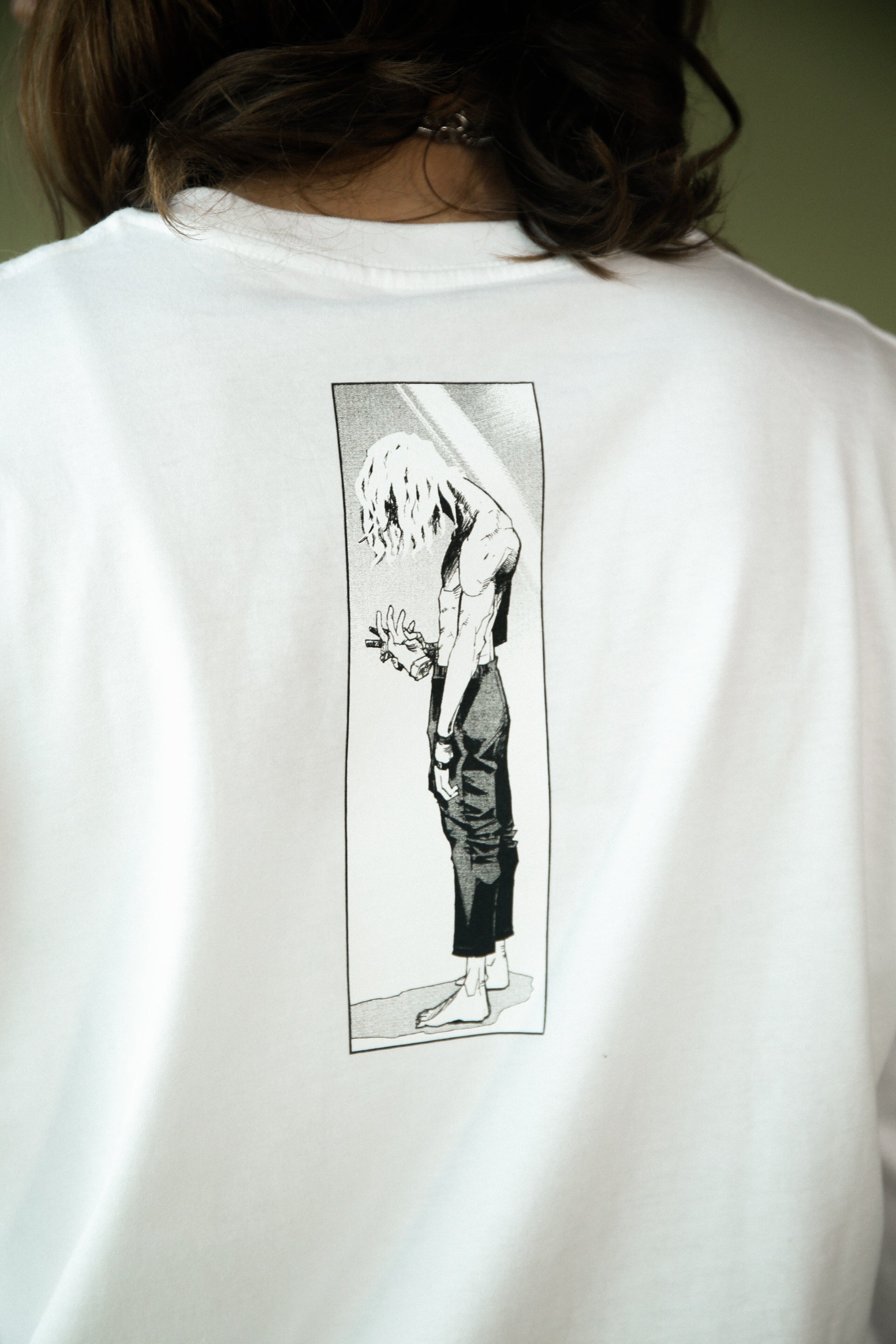 Back view. My Hero Academia Shigaraki Long Sleeve Tee / Tshirt - White 