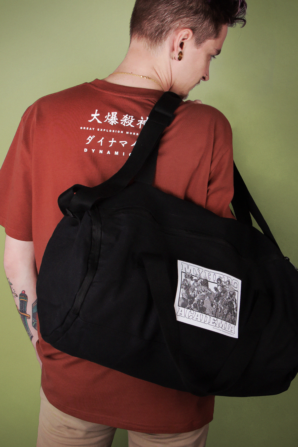 On model, front. MHA Group Gym Bag / Duffel - Black
