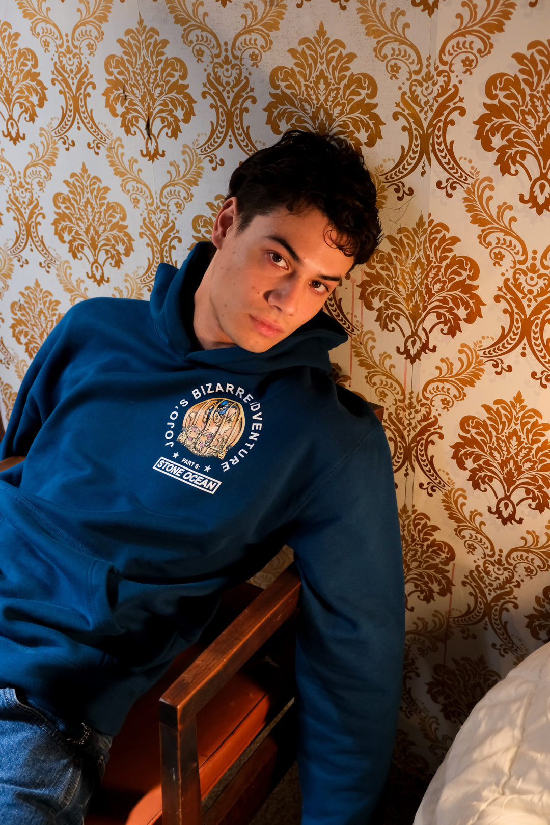 JoJo's Bizarre Adventure: Part 6 Stone Ocean Pull Over Hoodie - Posideon Blue