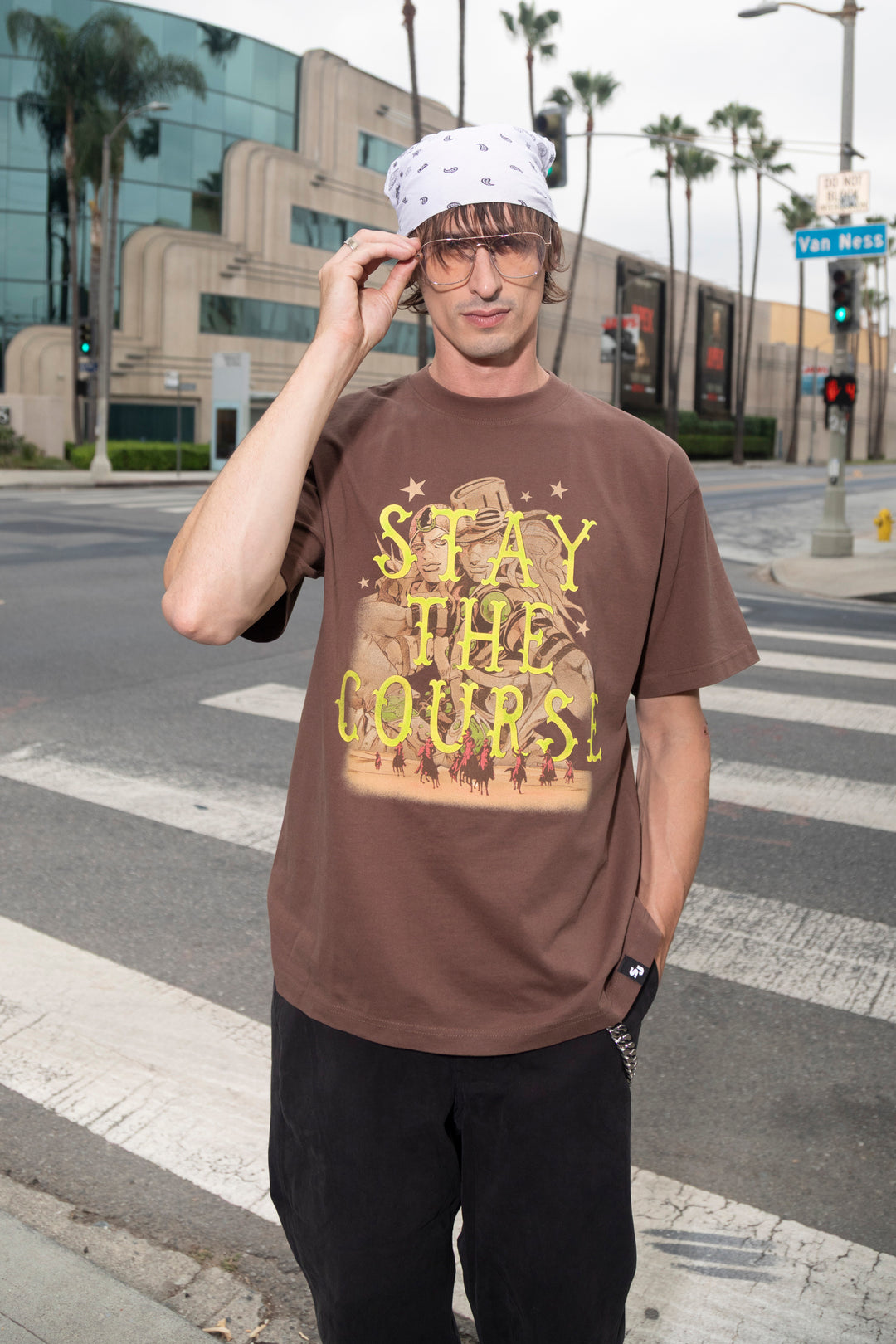 Steel Ball Run 'Stay the Course' Tee - Chocolate