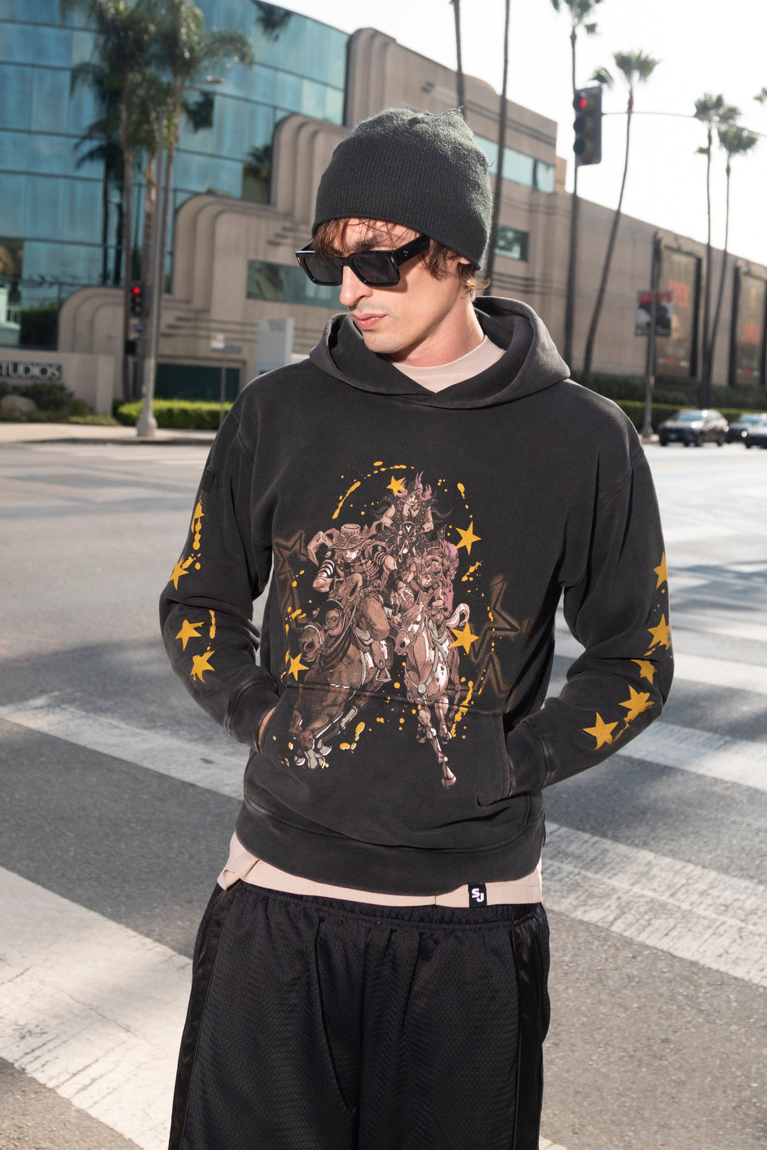 Steel Ball Run Rough Ride Pullover Hoodie - Vintage Black