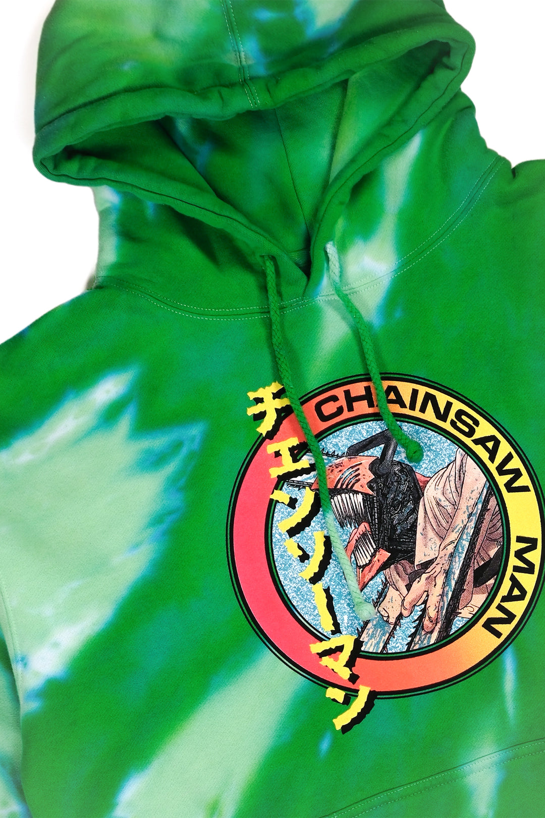 Chainsaw Man Tiger Stripe Tie Dye Hoodie - Green Tiger