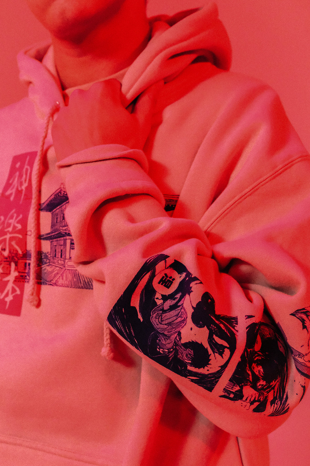 Kagurabachi Enten Nishiki Kuro Pullover Hoodie - Bone