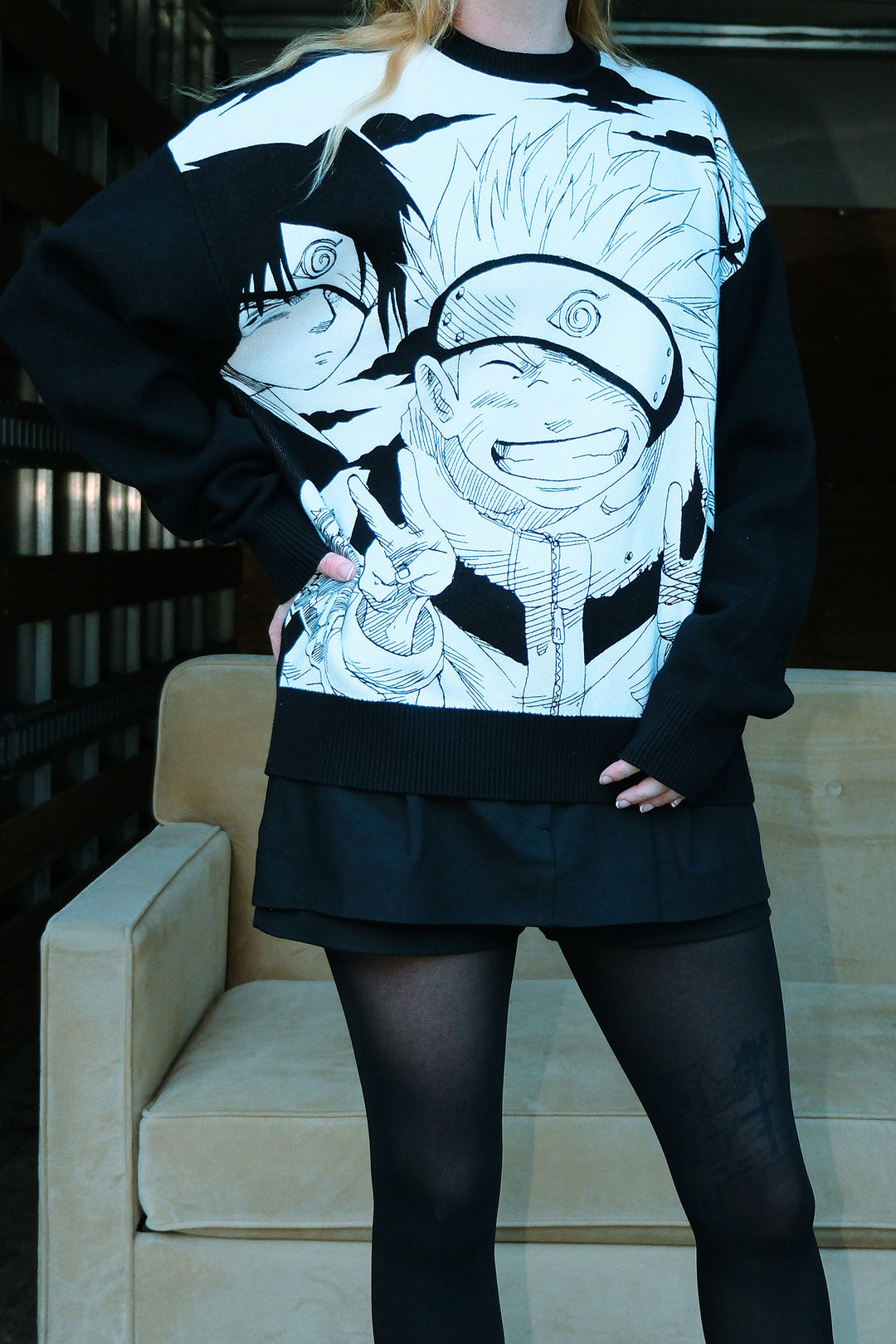 NARUTO Team 7 Knit Sweater - Black/White