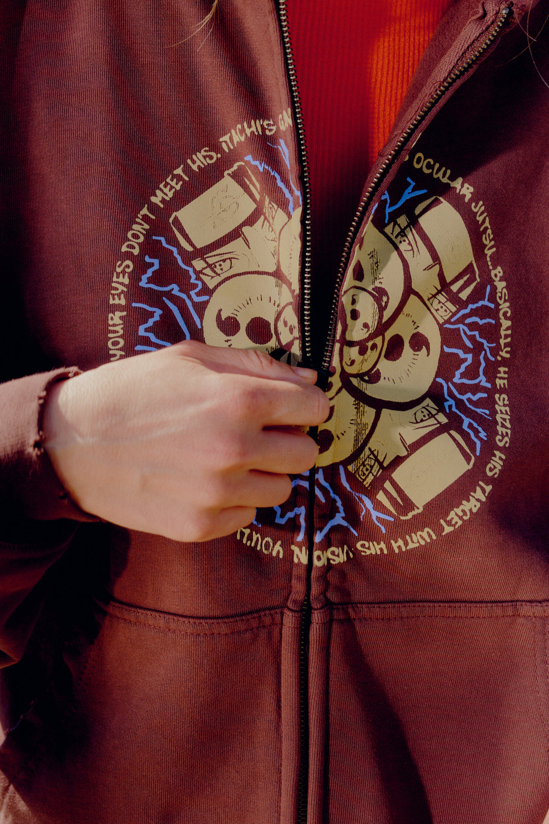 Naruto Itachi Zip Up Hoodie - Brown