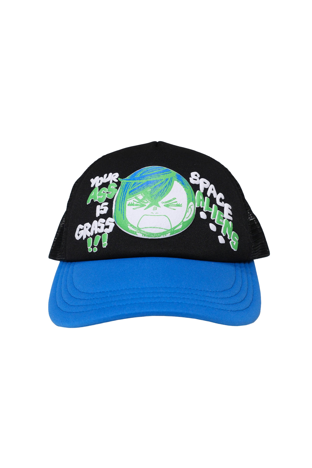 Your Ass is Grass Space Aliens Trucker Hat - Black/Blue