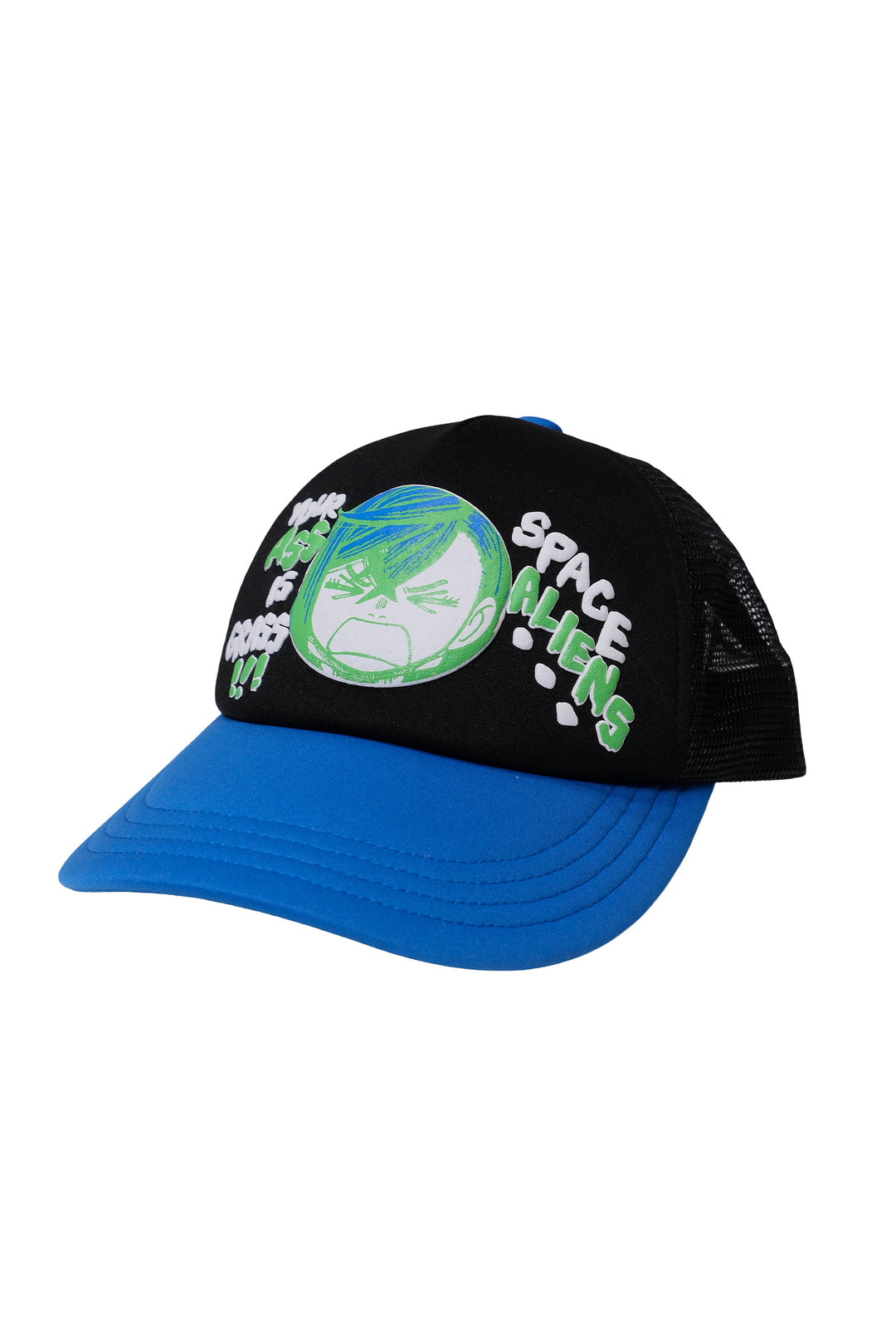 Your Ass is Grass Space Aliens Trucker Hat - Black/Blue