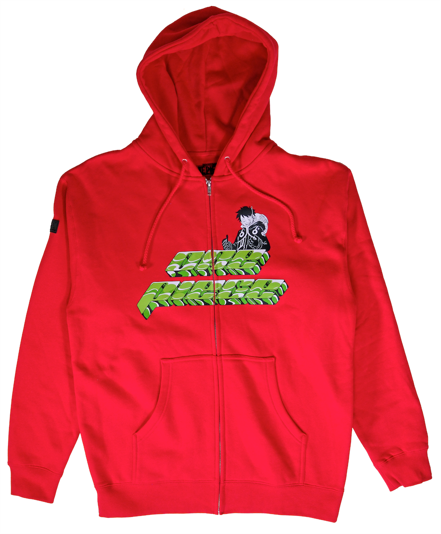 One Piece Luffy Chrome Zip Hoodie - Red