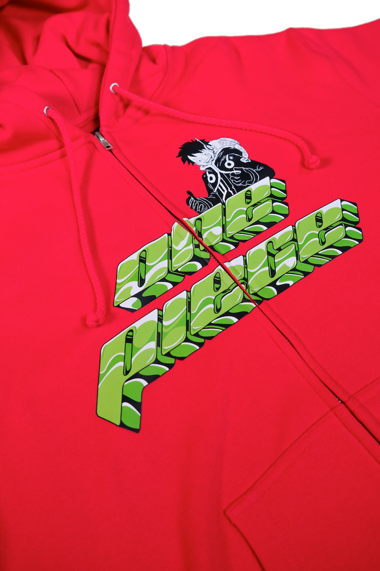 One Piece Luffy Chrome Zip Hoodie - Red
