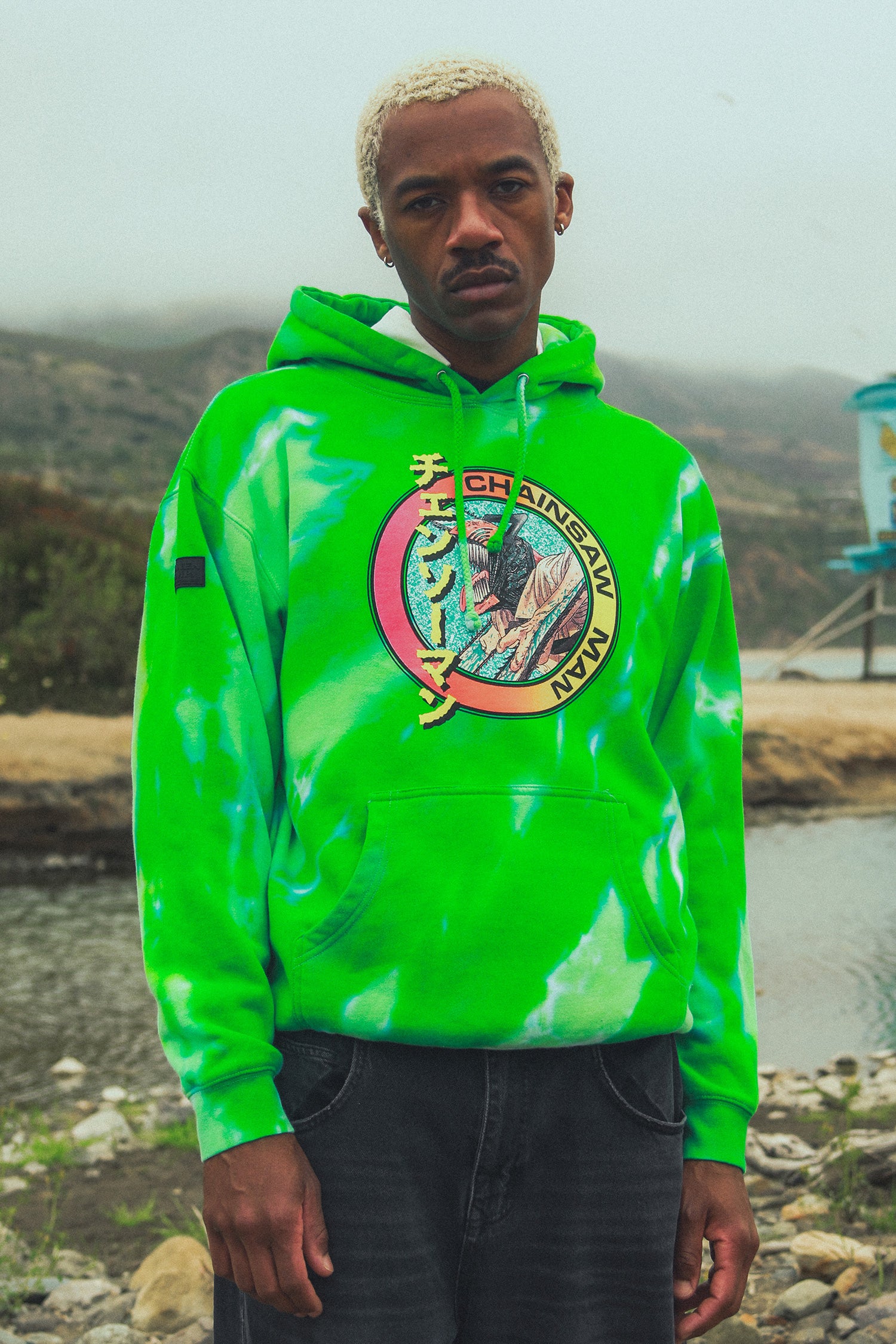 CSM Tiger Stripe Tie Dye Hoodie Green Tiger Shonen Jump Store