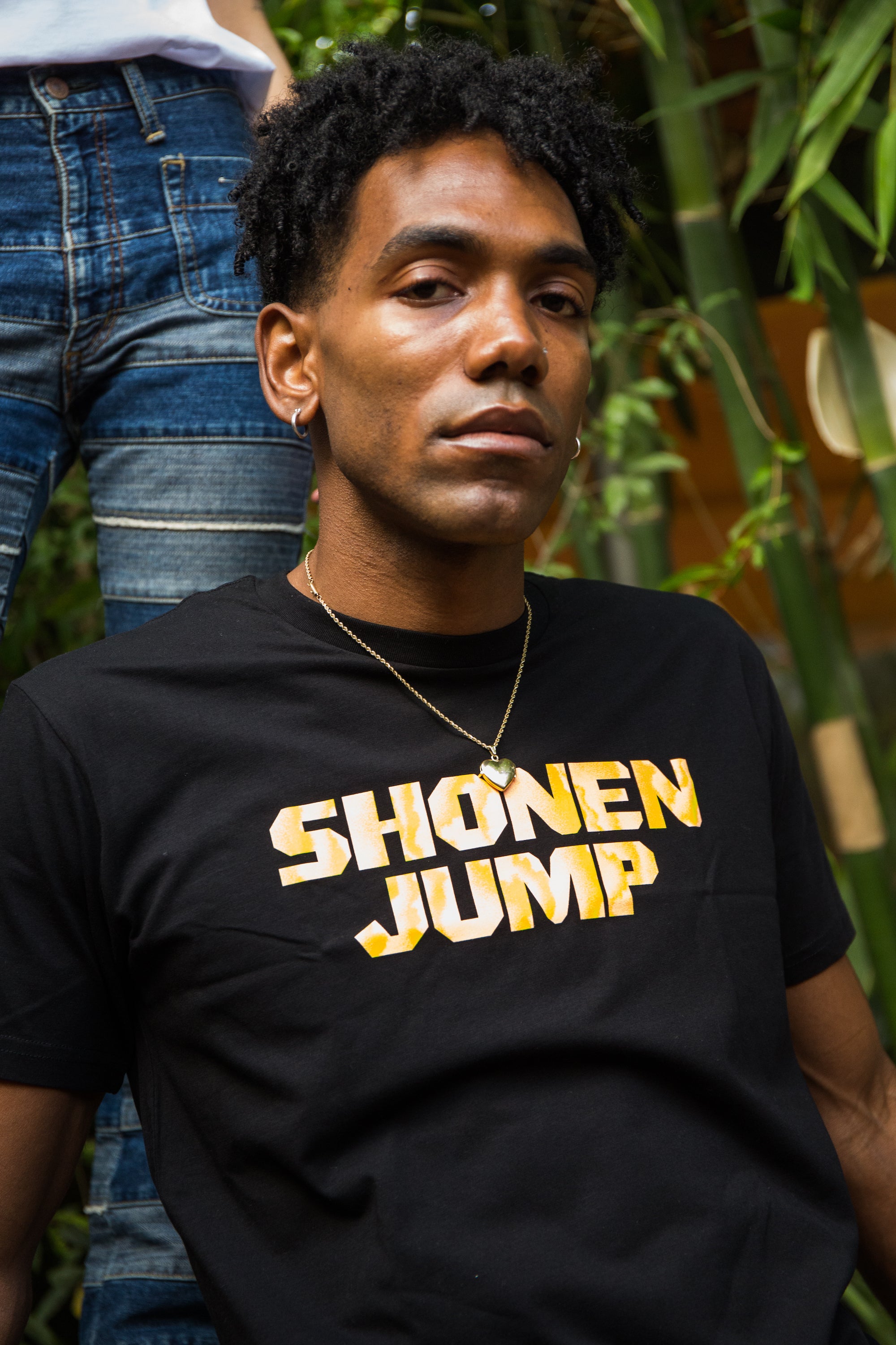 Shonen Jump Logo Tee Black Front - On Model