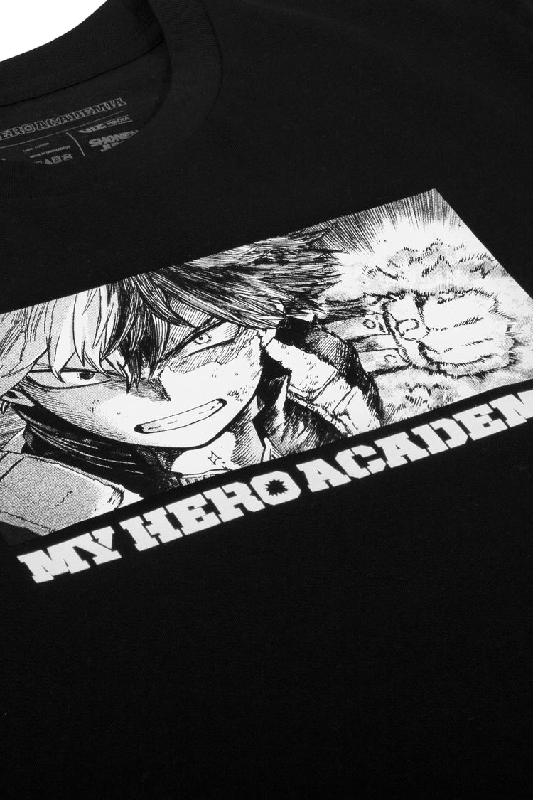 Front detail. My Hero Academia Todoroki Tee / Tshirt - Black