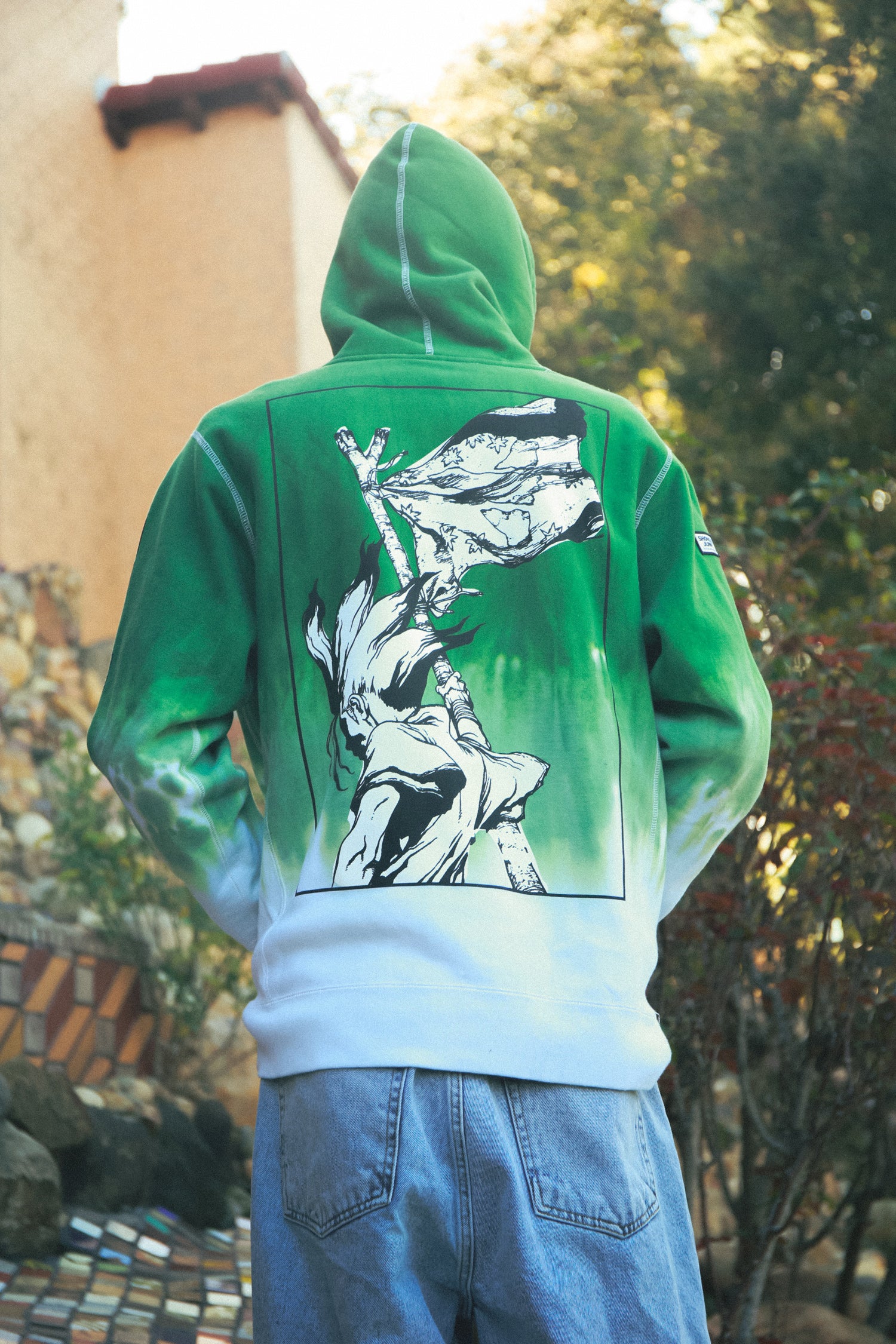 Dr. STONE Senku Kingdom of Science Tie Dye Hoodie Green Shonen